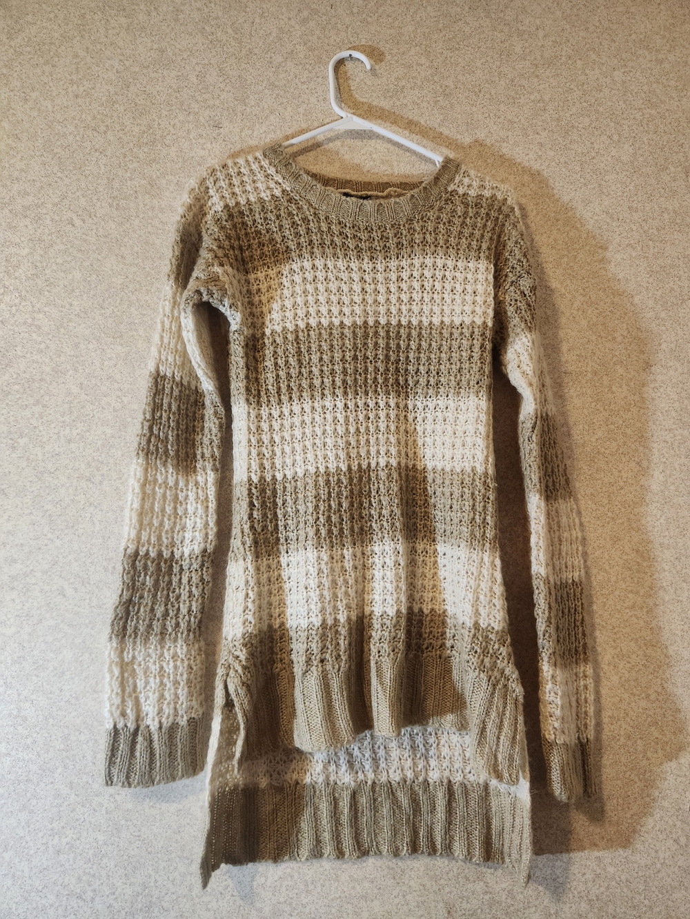 Rue21 Striped Long-Sleeve Knit Tunic in Olive & Cream